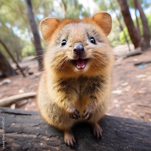 Shy But Joyous - A Blushing Quokka in its Natural Habitat Expressing Pure Happiness