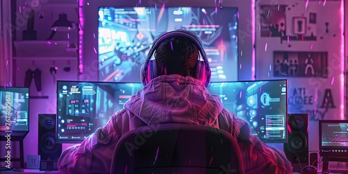 eSports concept with young man playing games