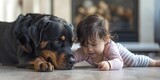 Young toddler with their dog