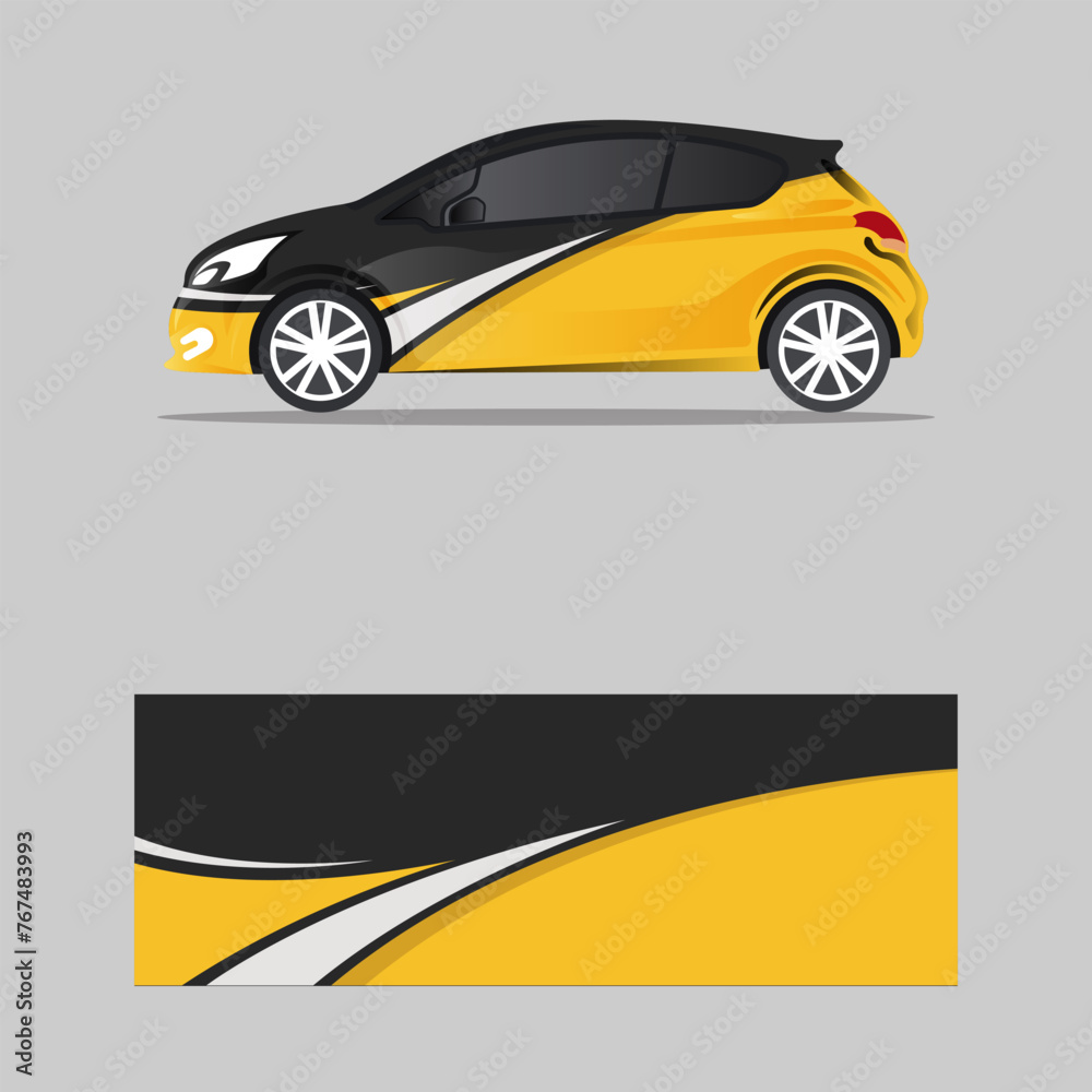 Fototapeta premium Graphic wavy abstract lines racing wrap decal background design