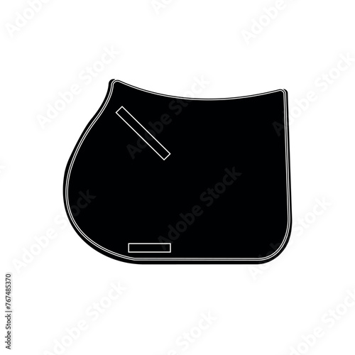 Vector flat outline horse equestrian saddle pad isolated on white background