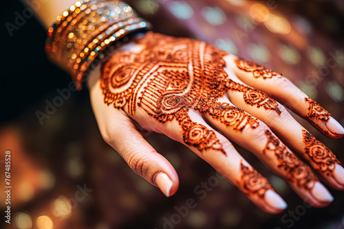 A woman's hand with henna on it