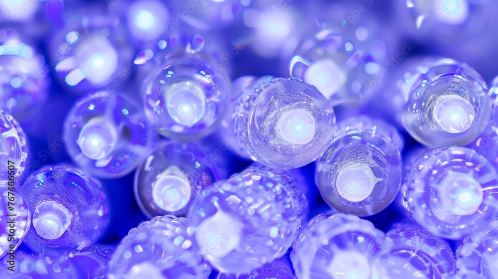 a close up shot of a bunch of purple and white glass beads with a white center surrounded by smaller purple and white glass beads. a close up shot of a bunch of purple and white glass beads with a white center surrounded by smaller purple and white glass beads.
