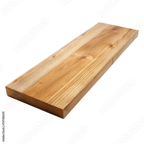 Wooden plank table isolated on a transparent background.