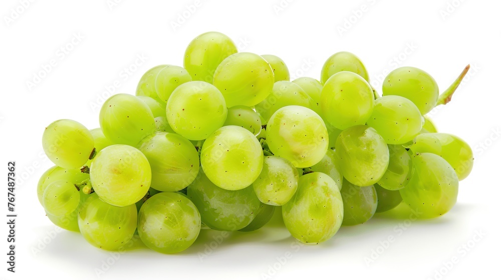 Green seedless grapes isolated on white background ,Generative ai,