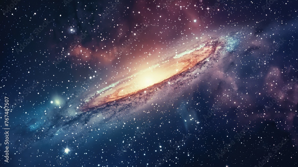 Spiral galaxy of Andromeda or Milky Way. Universe and deep space. AI Generated  - obrazy, fototapety, plakaty 