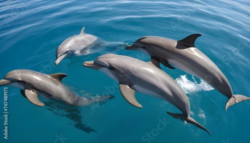 A Dolphin Swimming In A Pod With Its Companions