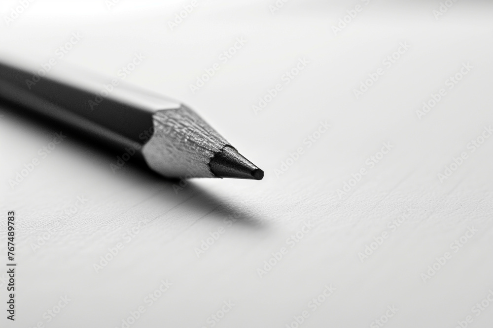 Image of a pencil resting on a white sheet of paper. Image of a pencil resting on a white sheet of paper.