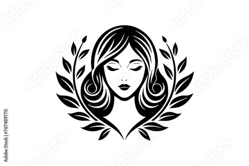 beauty care logo design silhouette vector art illustration