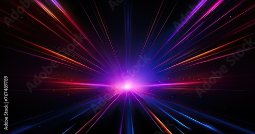 Black background with beautifull neon rays. Vector illustration for graphic design or video cards, in the style