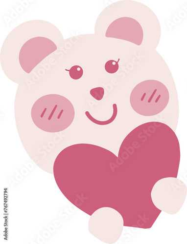 Pink Cute Teddy Bear Valentine