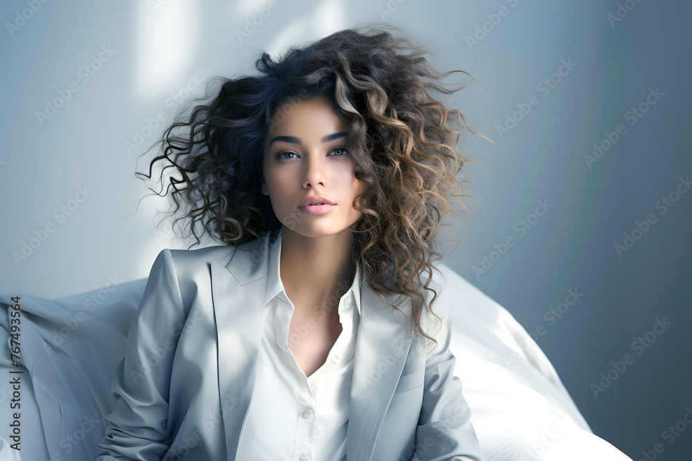 successful beautiful business woman sitting in a chair. career and business growth successful beautiful business woman sitting in a chair. career and business growth