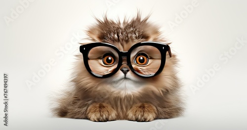 cute random animal with glasses and shirt white background 