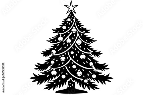 Christmas tree silhouette vector art illustration