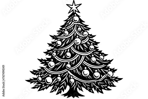 Christmas tree silhouette vector art illustration