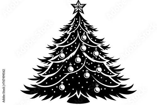 Christmas tree silhouette vector art illustration