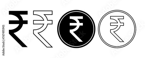 inr indian rupee sign set isolated on white background