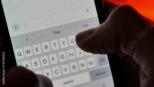 Slow-motion of a person typing 