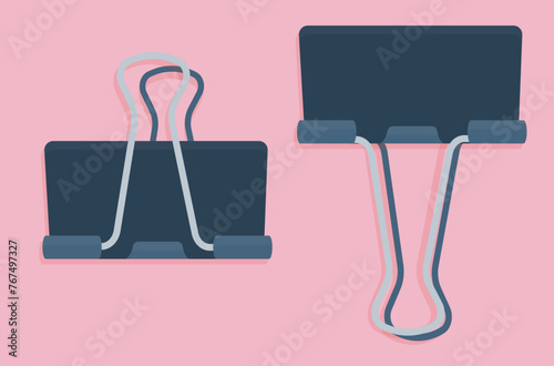 flat style metal clips top view aerial over transparent background