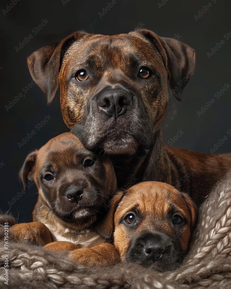 Dog and puppies, Father dog concept