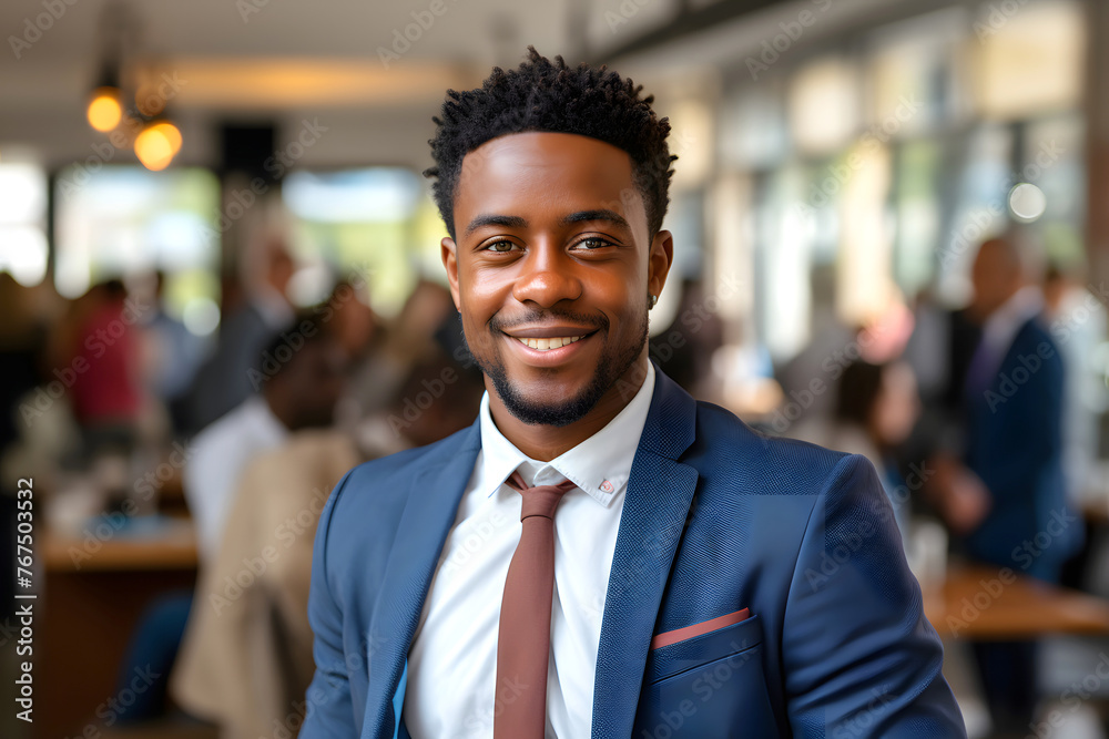 portrait of a successful African businessman in an office building. self-confidence and career growth portrait of a successful African businessman in an office building. self-confidence and career growth