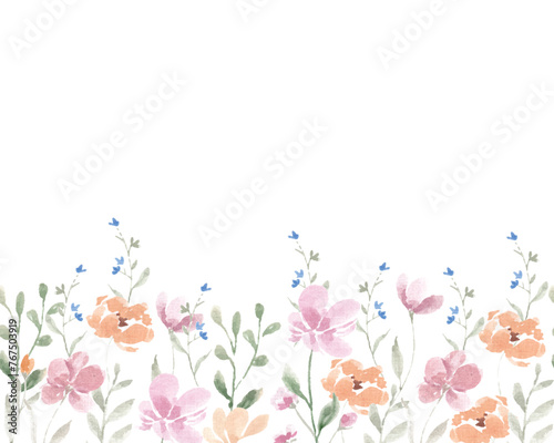 Pink and Yellow Wild Watercolor Flower Background