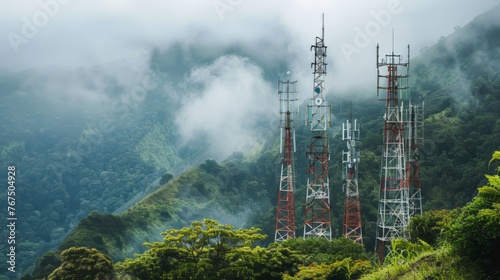 cell phone towers high in the mountains photo