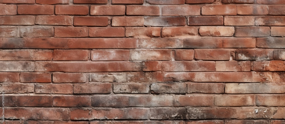 An upclose view of a brick wall showcasing the building material, brickwork, and facade of the composite material used to construct the stone wall An upclose view of a brick wall showcasing the building material, brickwork, and facade of the composite material used to construct the stone wall