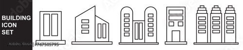 Real estate icon. Building icon vector set. Flat style houses symbols 11:11 photo
