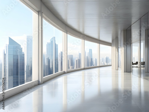 modern office building brihtning glass window, empty, floor, view, Ai generative 