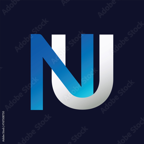 NU letter colorful logo in the circle. Vector Logo Illustration.
