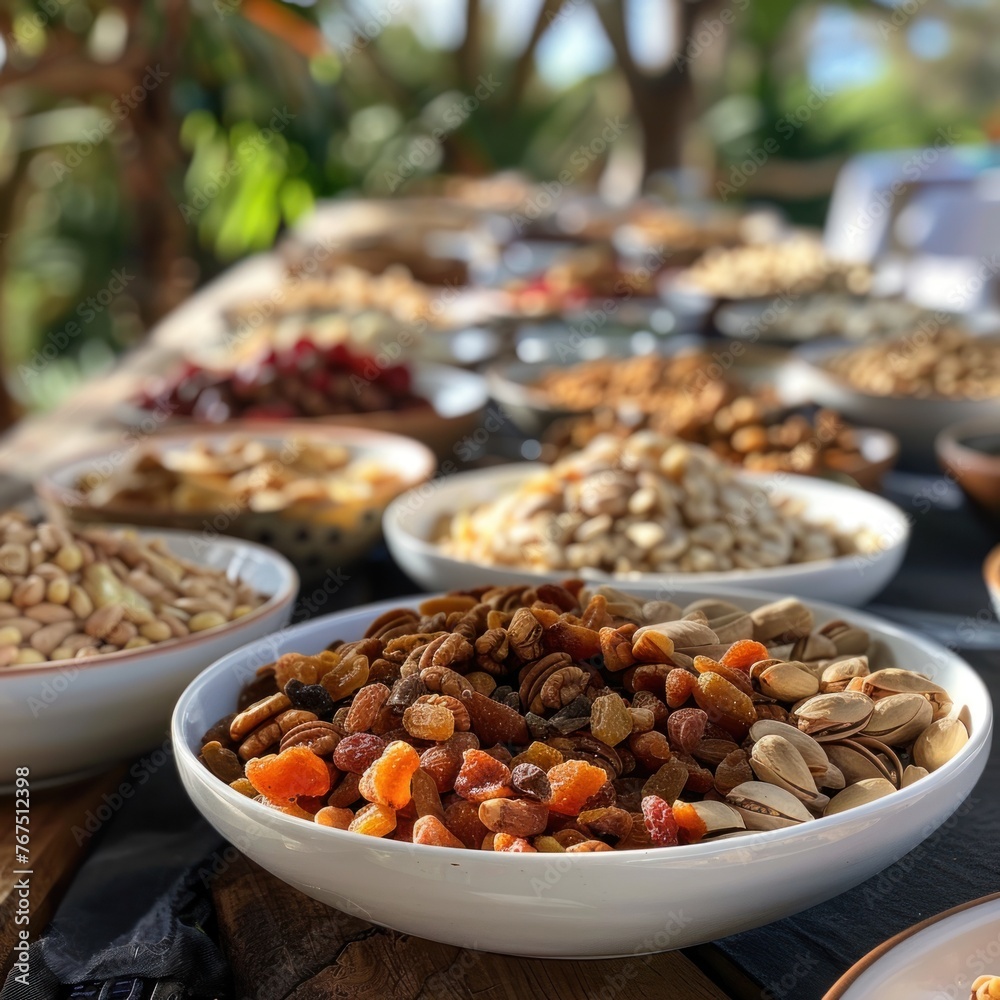 Yoga retreat snacks raw nuts and dried fruits Yoga retreat snacks raw nuts and dried fruits