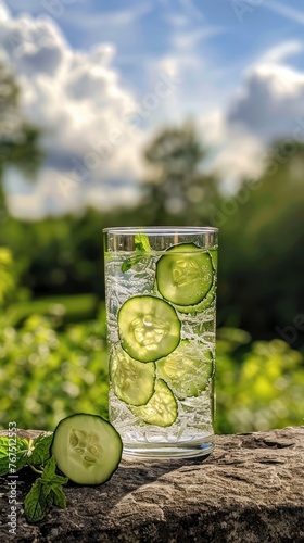 Refreshing cucumber water photo