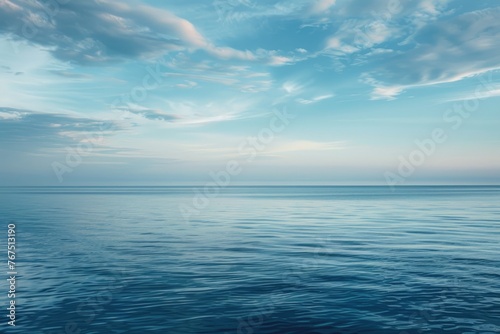 A tranquil background of a distant horizon at sea where the water meets the sky in perfect harmony