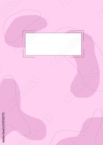 Design for notebook cover on pink background.Pink background with a frame for text