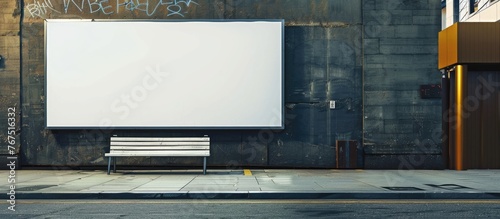 A white blank billboard in an urban area, ready for customized content. photo