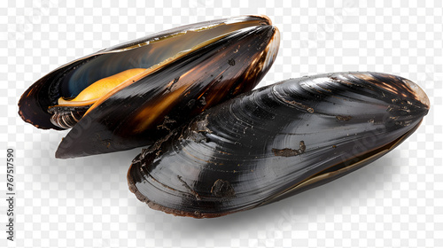 mussels isolated on white , generative ai photo