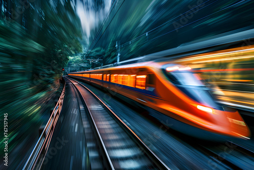 Close up high-speed commuter train. Modern electric express