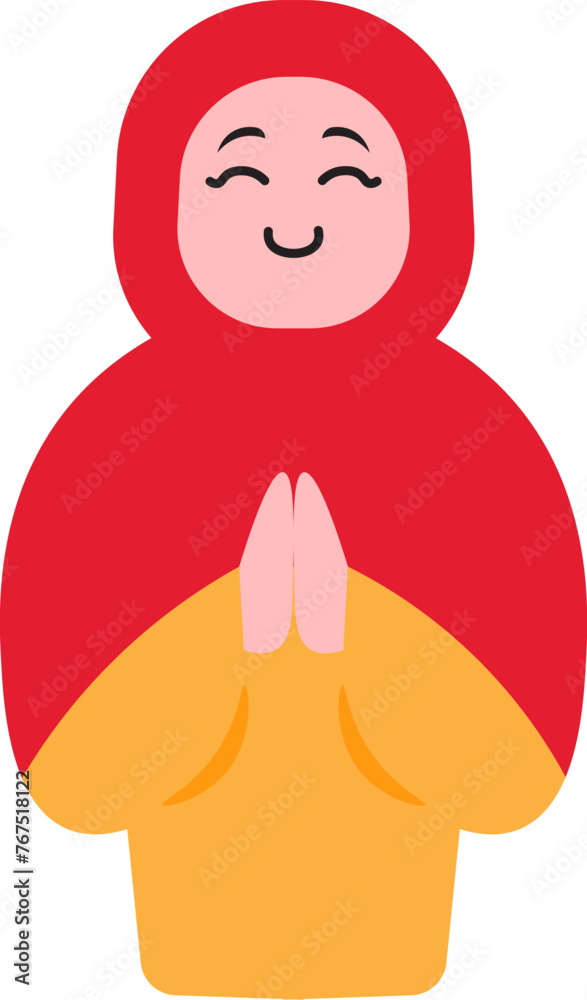 Muslim Female Character In Greeting Pose Vector Illustration Muslim Female Character In Greeting Pose Vector Illustration