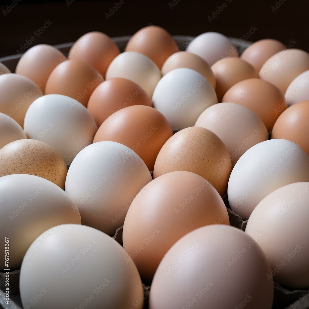 Fresh eggs in a tray. Generative AI Fresh eggs in a tray. Generative AI