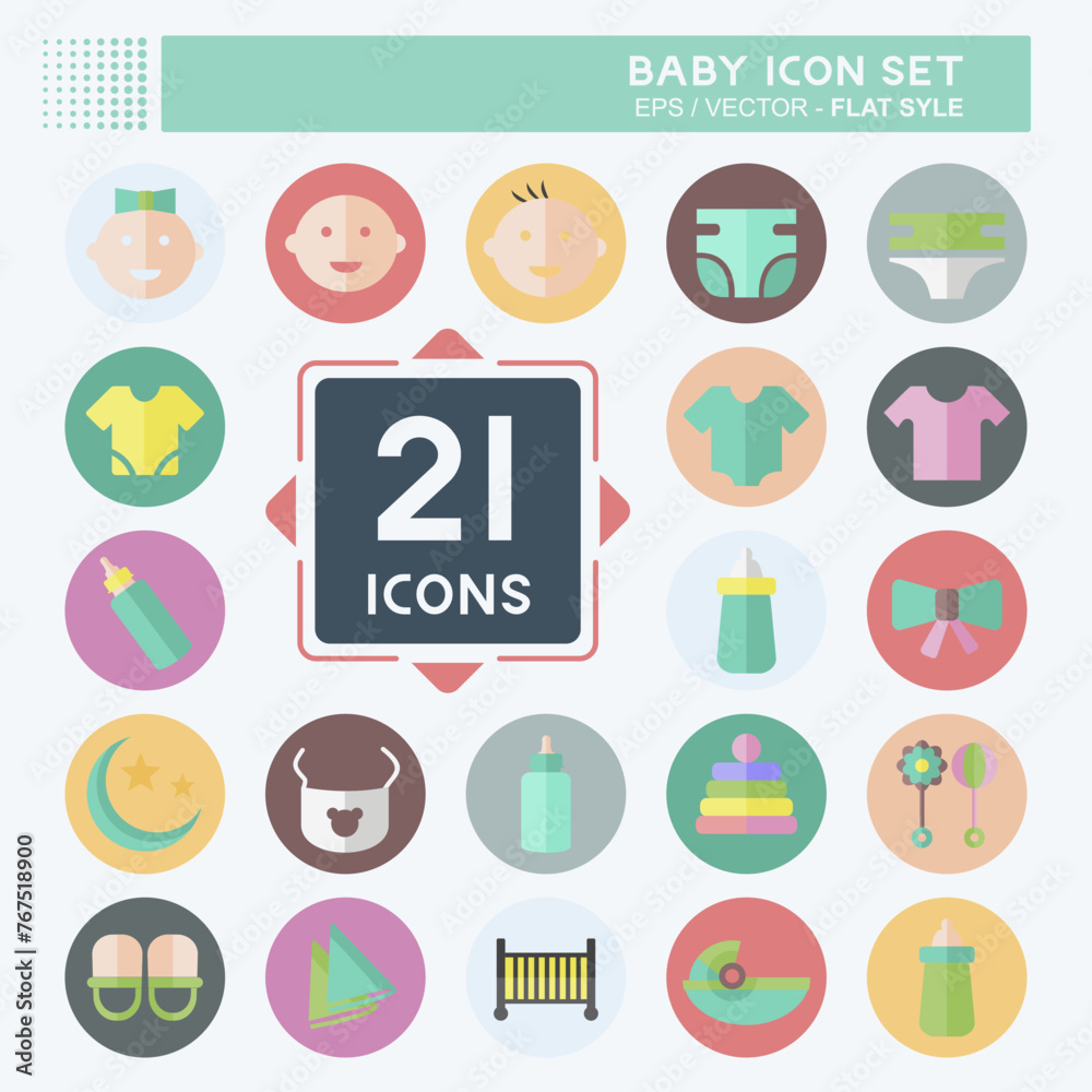 Icon Set Baby - Flat Style - Simple illustration