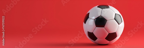 Classic Soccer Ball on Red Background