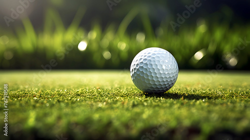 golf ball on the green field. equipment and sports item