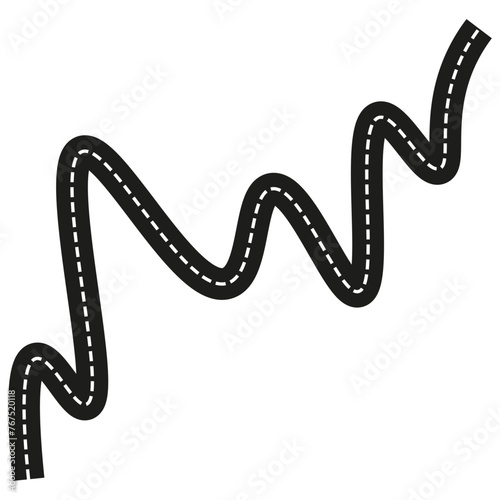 Winding road icon. Curved pathway symbol. Flexible route sign. Journey concept design. Vector illustration. EPS 10.