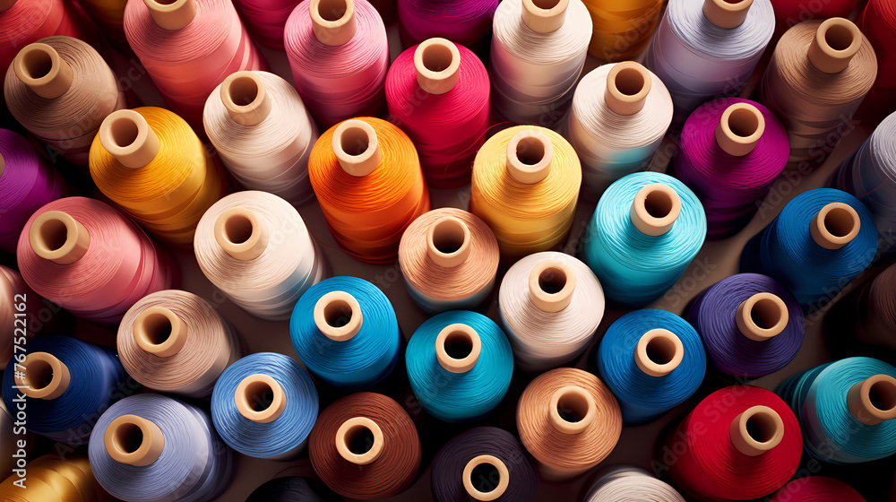 Sewing background, background of colorful cotton threads on spools Sewing background, background of colorful cotton threads on spools