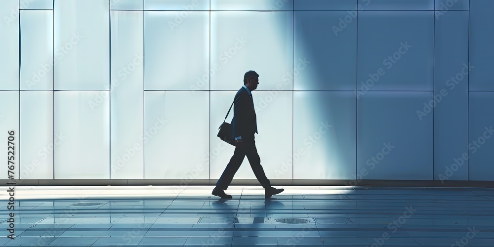 Business executive man walking in business suit with briefcase Business executive man walking in business suit with briefcase