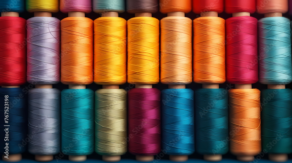 Sewing background, background of colorful cotton threads on spools Sewing background, background of colorful cotton threads on spools