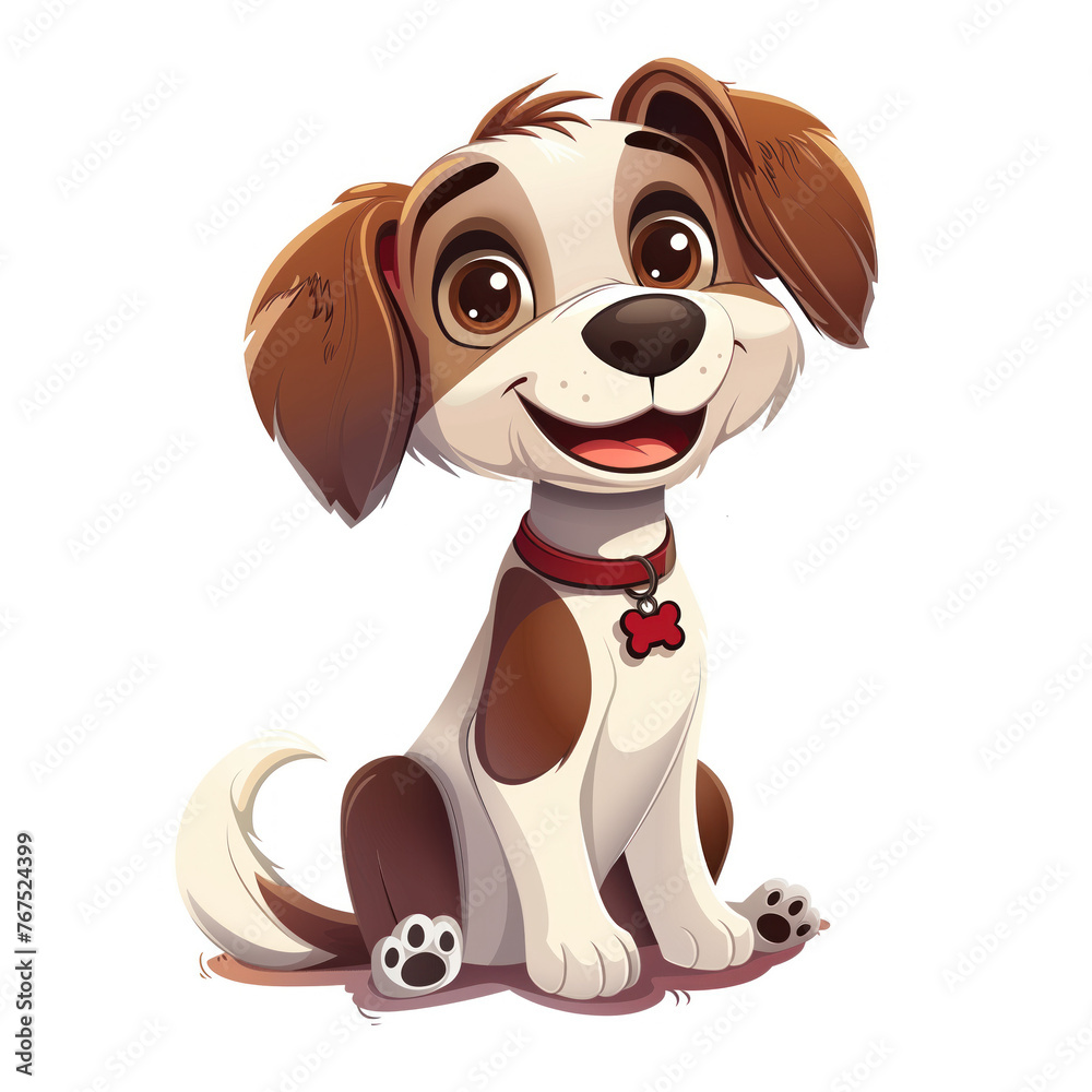Cute Funny Cartoon Dog, Illustration for Children Book, Generative AI