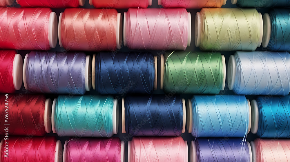 Sewing background, background of colorful cotton threads on spools Sewing background, background of colorful cotton threads on spools