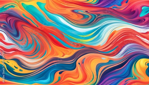 Abstract marbled acrylic paint ink painted curvy waves painting texture colorful background bold colors rainbow color swirls wave 